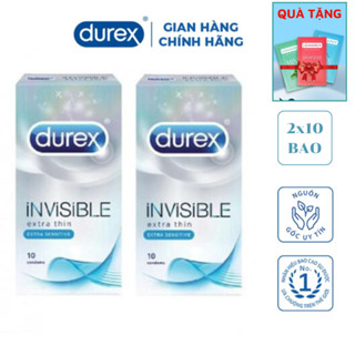Combo 2 hộp bao cao su Durex Invisible Extra Thin Extra Lubricated 10 bao