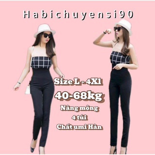Quần legging nữ cạp cao chất Umi Hàn 4 túi gen bụng nâng mông tôn dáng