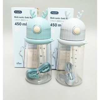 Bình Nước Goki Rudy 450ml Inochi Vinamilk - Có quai đeo, ống hút sillicon, chất nhựa an toàn