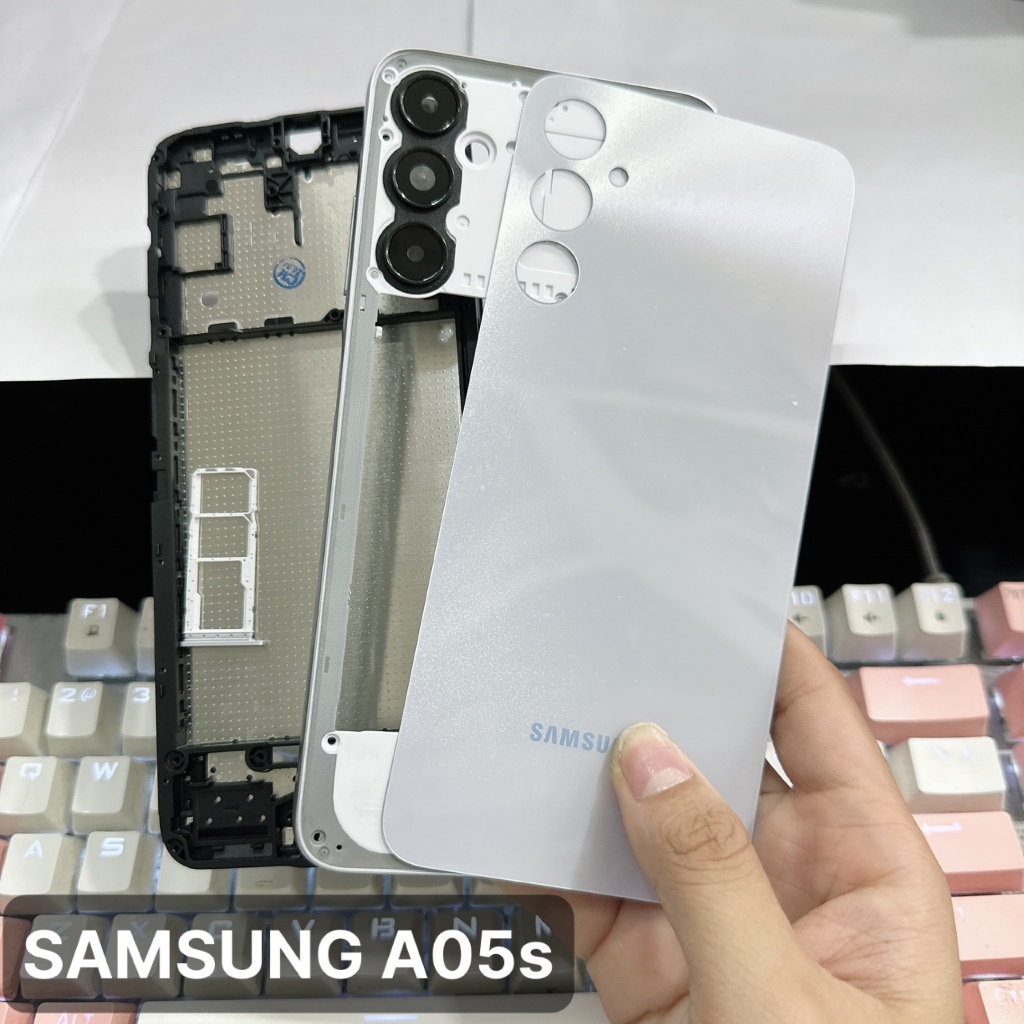 Vỏ bộ Samsung A05S (Sườn , lưng , kính camera, khai sim)