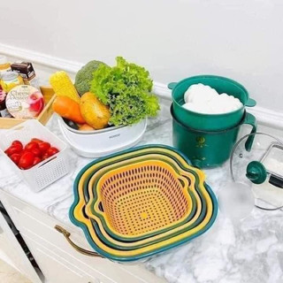 SET 6 MÓN RỔ VÀ CHẬU xanh vàng sỉ 29