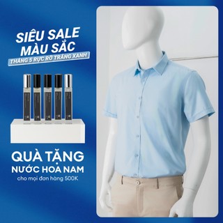 Áo sơ mi nam ngắn tay URBAN vải Cotton cao cấp hạn chế nhăn, bền màu, thấm hút mồ hôi phom basic công sở đi làm NO.22312