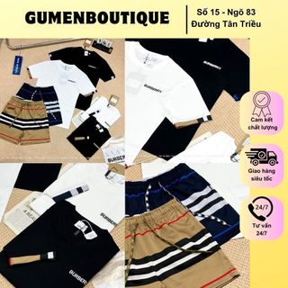 Bộ Quần Áo Nam BBR Thêu Chữ Trước Ngực Cực Xịn - Bộ Cộc Nam BBR Thêu Logo Phối Viền Siêu Nét