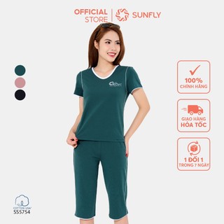Bộ thể thao SUNFLY chất cotton áo cộc quần ngố SS5754
