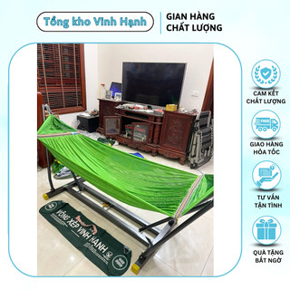 Võng xếp khung vuông sắt phi 50 sơn tĩnh điện đen Vinh Hạnh cỡ lớn, hàng chuẩn loại 1 chịu tải 300kg bảo hành 2 năm