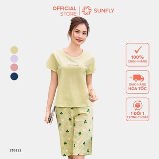 Đồ bộ mặc nhà cotton SUNFLY áo cộc quần ngố ST9133