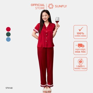 Bộ pijamas sunfly chất lụa áo cộc quần dài st9140