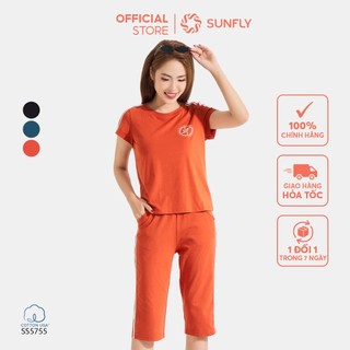 Bộ thể thao SUNFLY chất cotton áo cộc quần ngố SS5755