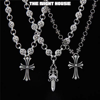 Vòng cổ CH Dây Chuyền Chữ Thập Thánh Giá Mạ Bạc Titan Không Gỉ Phong Cách Thời Trang Y2K The Night House