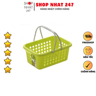 [Hỏa Tốc HN] Giỏ nhựa đựng đồ có quay xách Inomata cỡ trung màu xanh lá Nội địa Nhật Bản