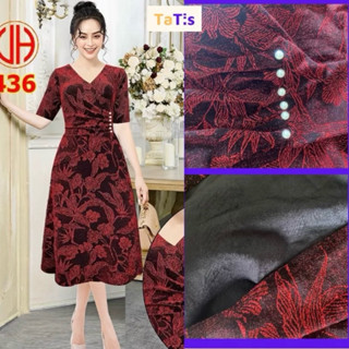  Đầm Trung Niên TATISSHOP Ôm Body Cho Mẹ Đầm Nhũ Kim Sa TATIS Sang Trọng Co Giãn Cực Tốt. 