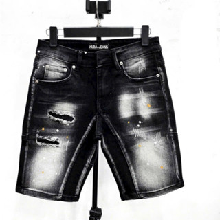 quần bò jean nam ngắn lửng xanh đen rách kiểu vá da đẹp nhiều mẫu mới,chất co giãn hot