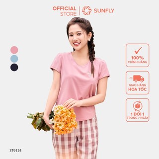 Đồ bộ mặc nhà SUNFLY chất cotton áo cộc quần dài ST9124