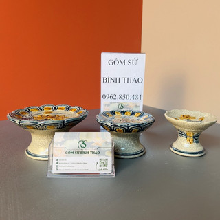 Chân nến thờ, chân thắp nến, đế thắp nến gốm sứ men rạn Bát Tràng chuẩn đẹp