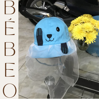 Dưới 2 tuổi/ Mũ cho bé có khăn voan cản gió che bụi bé sơ sinh trai gái - nón BO KET nhí Chó che mắt