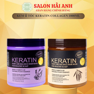 Kem ủ tóc keratin collagen 1000ml lavender brazil nut dầu xả dưỡng tóc, hấp tóc phục hồi keratin colagen