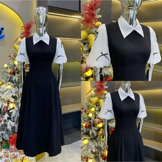 Váy Thiết Kế Evii Y69 dành cho nữ  Đầm thiết kế cổ Đức phối nơ nhí dáng A xoè dài phù hợp đi chơi và đi dự tiệc