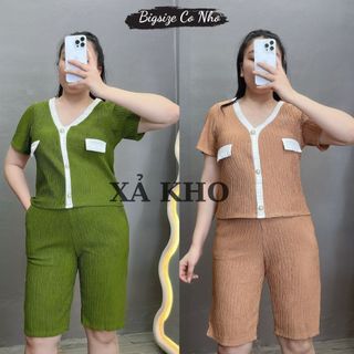 Đồ bộ bigsize nữ áo thun kiểu xốp nhật kèm quần ngố lưng chun co giãn - SET37