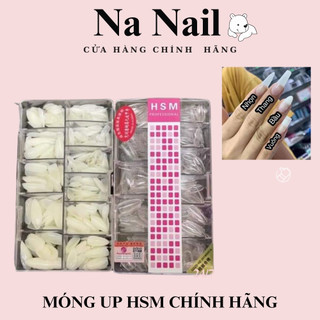 Móng úp tay HSM loại 1 hộp 500 móng form bầu, nhọn, vuông, thang trong đục