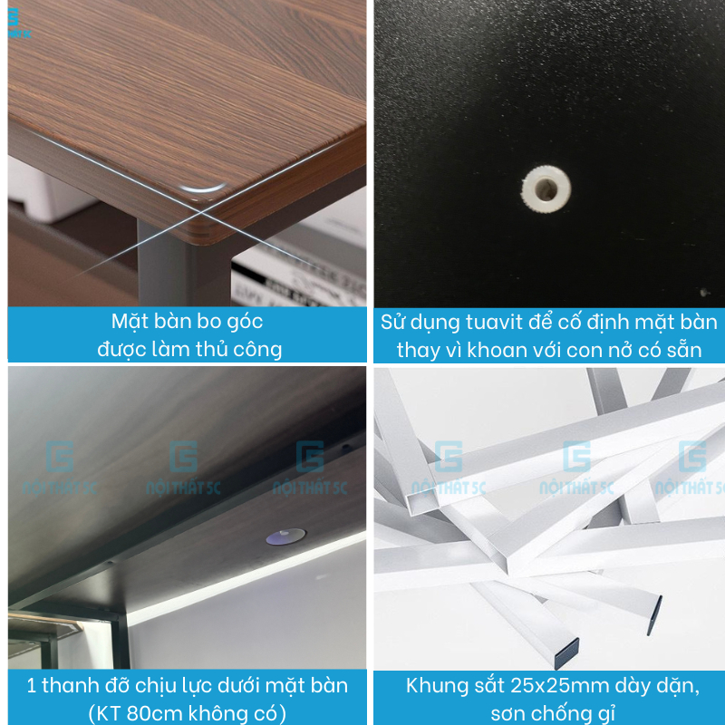 Bàn làm việc, bàn học mặt gỗ công nghiệp mdf chống xước, chân sắt hộp 25x25mm sơn tĩnh điện, chắc chắn, hàng lắp ráp | BigBuy360 - bigbuy360.vn