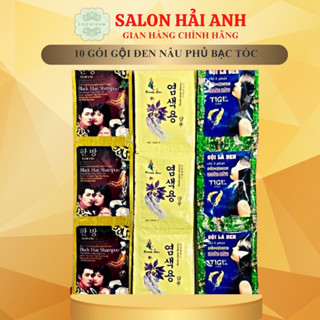 Dầu gội đen tóc 10 GÓI - Phủ bạc tại nhà đen tóc Gội là đen tigi, nhân sâm Hàn Quốc HA