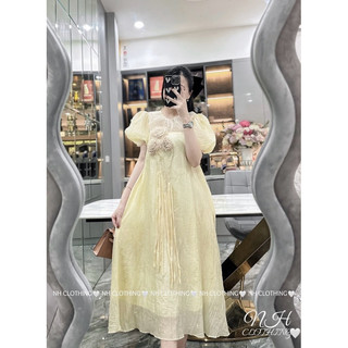 Váy suông tay bồng hoa chùm