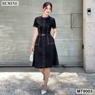 Đầm thiết kế chạy chỉ cổ trụ tay ống đứng BEMINE MT9003