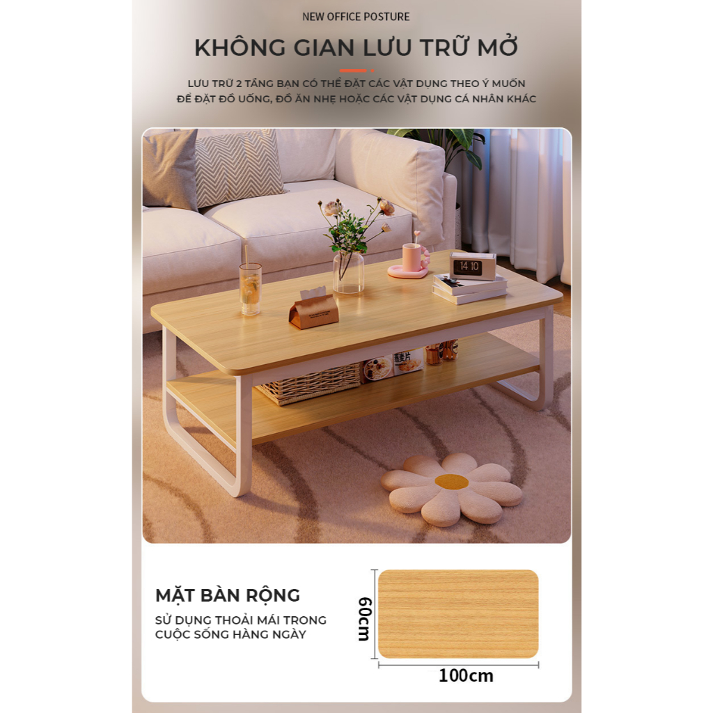 Bàn trà sofa phòng khách chân sắt có 2 màu lựa chọn - GM135 | BigBuy360 - bigbuy360.vn
