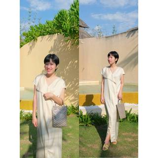 Đầm lụa viền ren Mauve Border dress