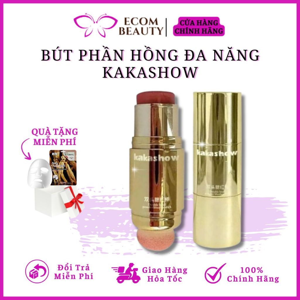 Bút phấn hồng đa năng KAKASHOW - Phấn hồng dạng thỏi KAKASHOW màu hồng cam đào trendy mịn lì - ECOM BEAUTY