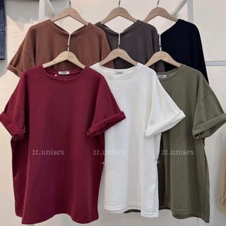 Áo phông trơn 3158, áo thun chất cotton form rộng tay lỡ kiểu dáng năng động dễ phối đồ 2T Unisex P55