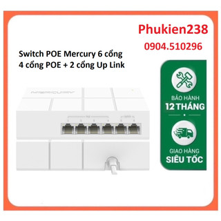 Switch poe mercury 6 cổng 4 poe + 2 cổng up link công suất 43w