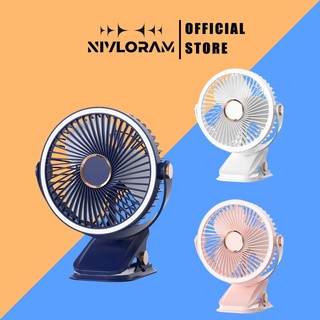 Quạt Kẹp Bàn Mini Tích Điện Dung Lượng 10.000mAh, 5 Chế Độ Gió, Quạt Tích Điện Xoay 360 Kèm Đèn Ngủ & Pin sạc Tiện Lợi