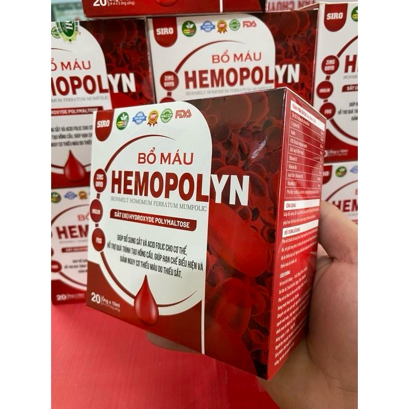 SIRO Bổ Máu - Sắt HEMOPOLYN Ferratum giúp bổ sung Sắt và Acid Folic Hộp 20 ống x 10ml