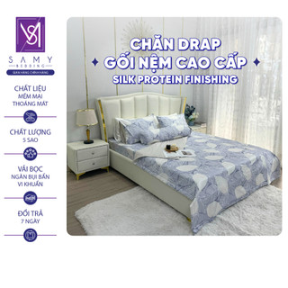 Bộ Chăn Ga Gối Cotton Lụa Satin Easy Care SAMY BEDDING Diamond Thoáng Mát Mềm Mịn