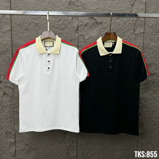 áo thun nam cổ trụ quảng châu vải rệt+áo polo nam phối viền vai