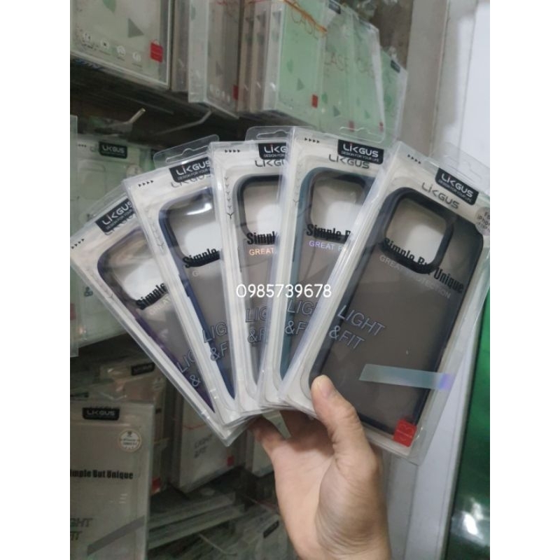 Ốp lưng Likgus nhám cho iphone 15 pro Lưng nhám viền dẻo chống bám vân tay