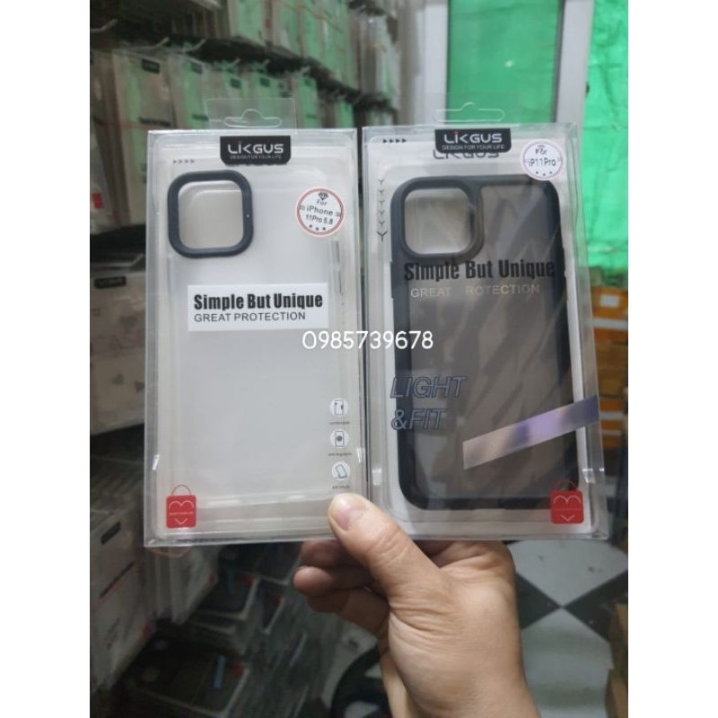Ốp lưng Likgus nhám cho iphone 11 pro Lưng nhám viền dẻo chống bám vân tay