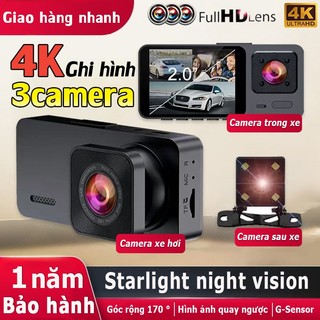 Camera hành trình Car Camera ghi hình ô tô 1080p 3 ống kính ghi hình trước sau và trong xe hình ảnh đổi xe Night Vision