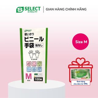 Găng Tay Vinyl Dùng Một Lần Size M Nhật Bản S Select (Hộp 100 chiếc)