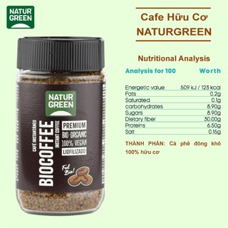 Cafe Hữu Cơ Organic Instant Coffee Bio NaturGreen 100g