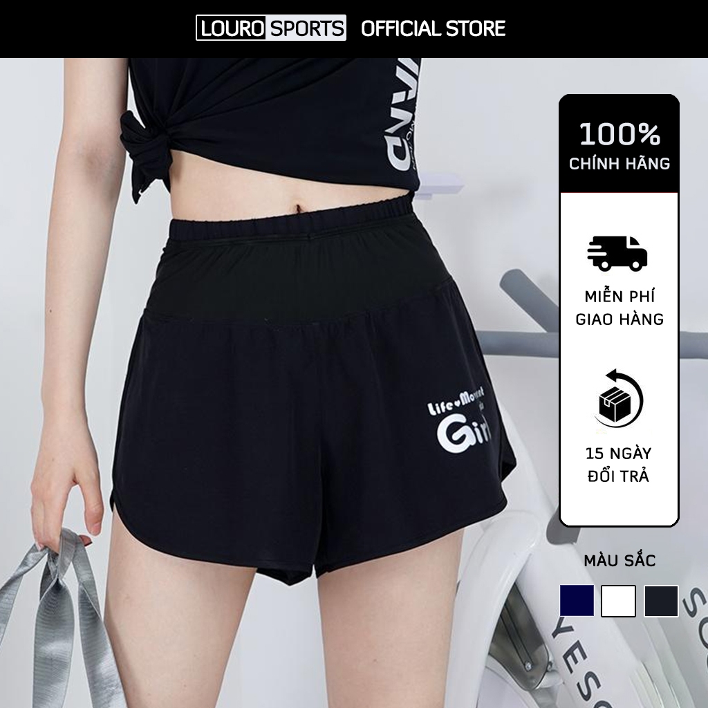 Quần đùi thể thao nữ [Louro Q8], quần short có túi tập gym yoga, zumba, thông thoáng, co giãn