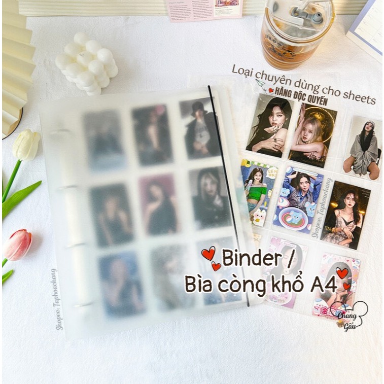 Binder A4 / bìa A4 lưu trữ postcard, card kpod, huy hiệu, goods, thẻ bài, ảnh, sticker - Bìa A4