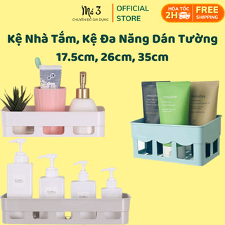 Kệ nhà tắm kệ để đồ phòng tắm, kệ nhà tắm dán tường, kệ nhà bếp chữ nhật dán tường nhựa chịu lực 17.5cm, 26cm, 35cm