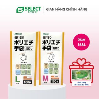 Găng Tay Dùng Một Lần Polyethylene S Select Nhật Bản Hộp 100 chiếc (Nhiều Size)