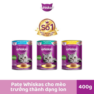 Pate cho mèo lớn whiskas lon 400gr- cá ngừ, cá biển