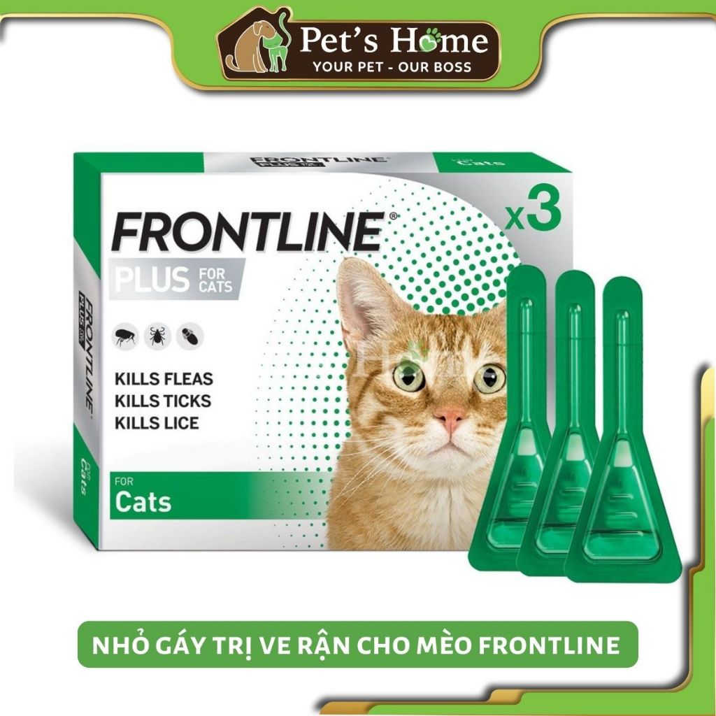 Tuýp nhỏ gáy ngăn ngừa ve, rận, bọ chét cho mèo FRONTLINE PLUS cho mèo trên 2 tháng tuổi - 1 ống