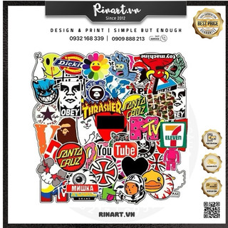 Set 100 sticker tổng hợp dán trang trí chống thấm nước