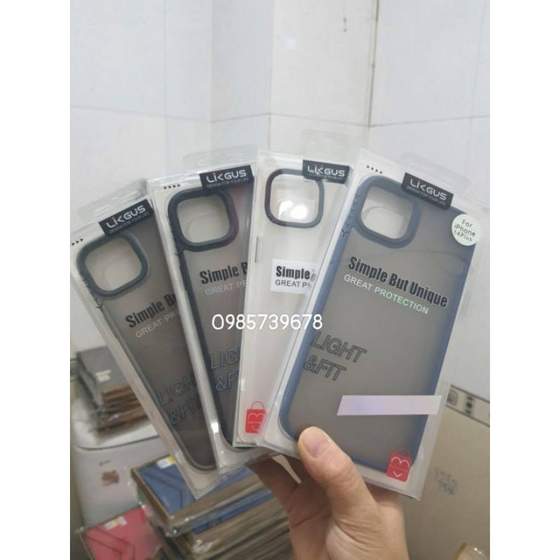 Ốp lưng Likgus nhám cho iphone 14 plus  Lưng nhám viền dẻo chống bám vân tay