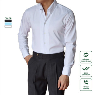  Áo Sơ Mi Nam Trắng Dài Tay Cao Cấp Harold Cổ Button Down Công Sở Thấm Hút Mồ Hôi, Chống Nhăn, Slimfit, Formal